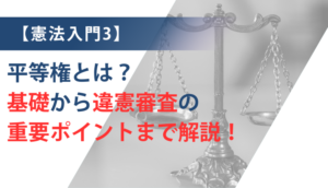 【憲法入門3】平等権とは？ 基礎から違憲審査の重要ポイントまで解説！