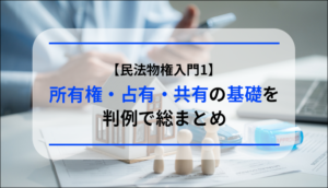 【民法物権入門1】所有権・占有・共有の基礎を判例で総まとめ